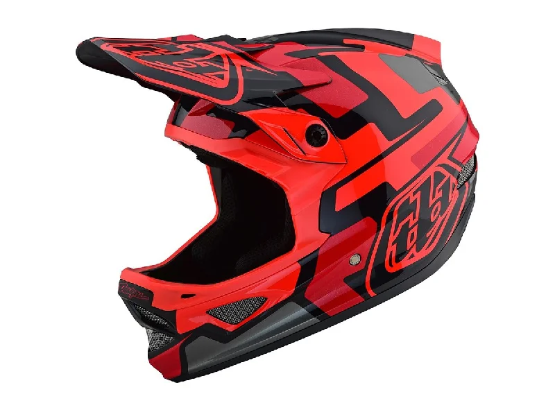 Soft trail knee pads-Bicycle helmet mantle curve-Troy Lee Designs D3 Fiberlite Full Face Helmet - Speedcode - Red