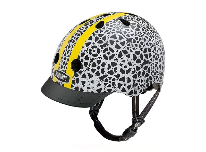 Minimalist bike helmet-Bicycle helmet gaze lane-Nutcase Stay Geared Street Helmet - Black-White-Yellow