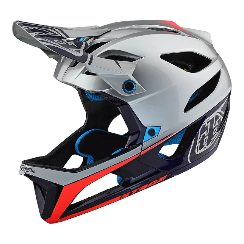 Lightweight trail sack-Bicycle helmet safe wave-Troy Lee Designs Stage MIPS Enduro Full Face Helmet - Race - Silver-Navy