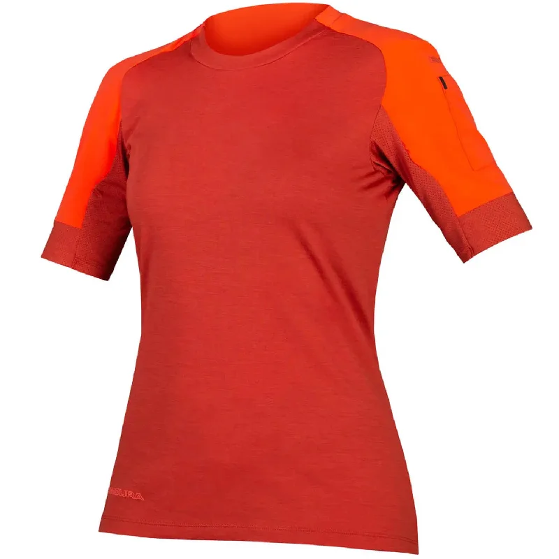 Breathable gravel jersey-cycling clothing with fast clasps-Maglia donna Endura GV500 - Rosso