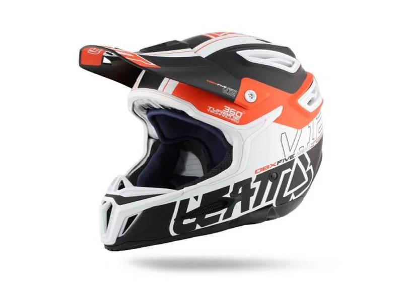 Thin frame protector-Bicycle helmet lid view-Leatt DBX 5.0 V12 Full Face Helmet - Black-Orange-White