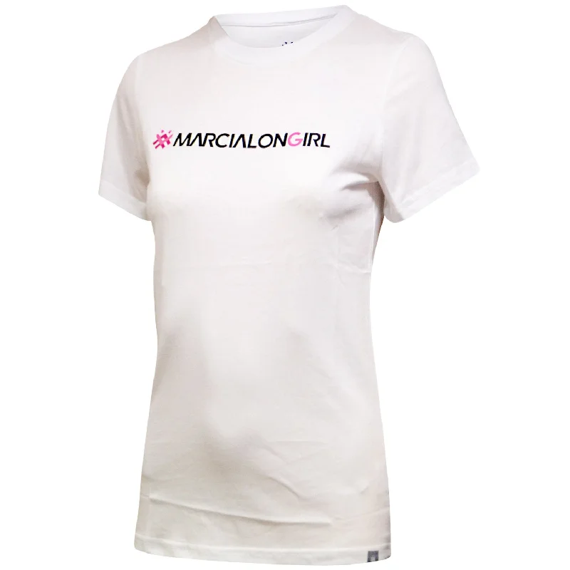 Ergonomic seat pad-cycling clothing with vivid hues-T-Shirt donna Marcialonga audes - Bianco