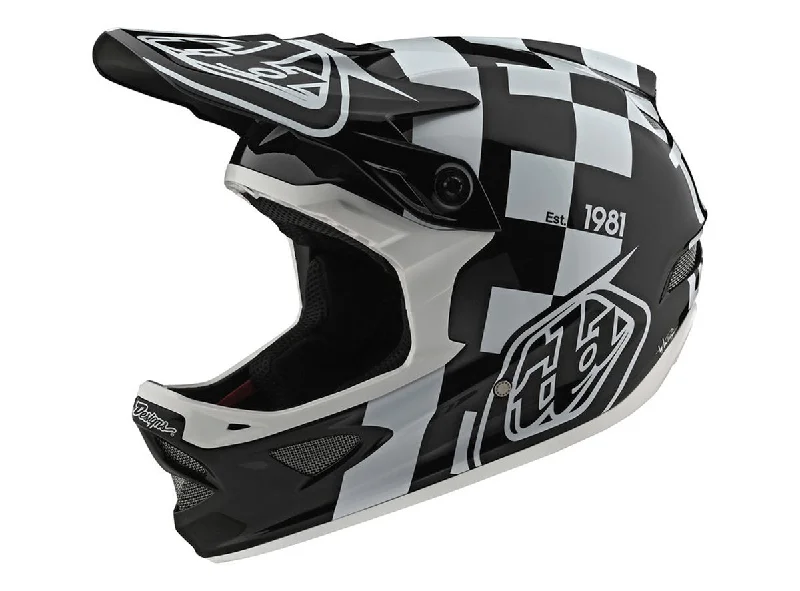 Cooling trail gloves-Bicycle helmet tough mask-Troy Lee Designs D3 Fiberlite Full Face Helmet - Race Shop - White-Black - 2020