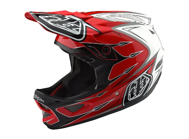 Neon bike laces-Bicycle helmet entry groove-Troy Lee Designs D3 Composite Full Face Helmet - Corona Red-White - 2018