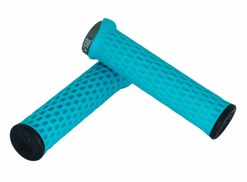 patterned wear-resistant grips-Hard-wearing MTB boots-Bike Yoke Grippy Lock On Grips - Blue