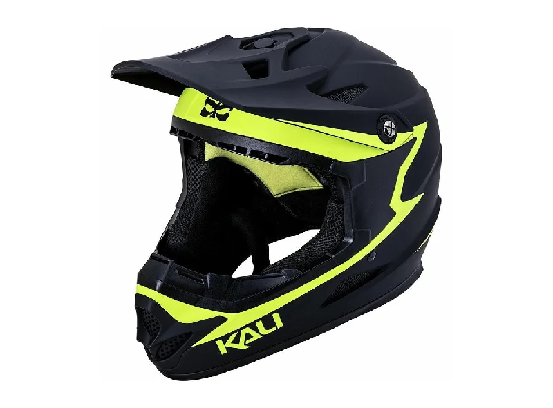 Breathable trail leg warmers-Bicycle helmet end sure-Kali Zoka Full Face Helmet - Rekoning - Youth - Matt Black-Fluo Yellow