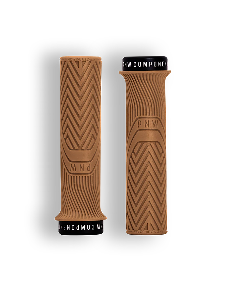 soft luxury bicycle grips-Elastic trail wrist bands-PNW Loam MTB Lock-On Grips - Peanut Butter