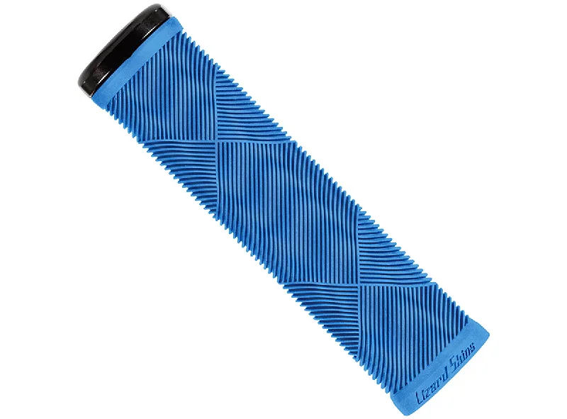 thick hybrid material grips-Slim trail shin pads-Lizard Skins Strata Lock On MTB Grip - Deja Blue