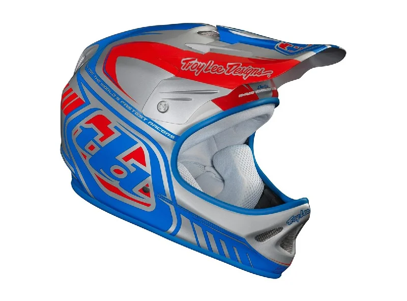 Thin trail bandana-Bicycle helmet knot path-Troy Lee Designs D2 Delta Full Face Helmet - Silver-Blue