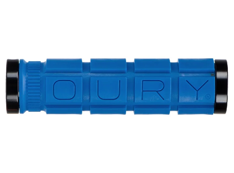 breathable embossed grips-Tough gravel pedals-Oury Lock-On Grips - Blue