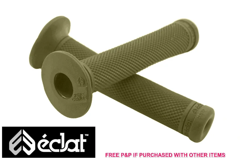 patterned impact-resistant grips-Sleek trail shoes-ECLAT ASHLEY CHARLES SIGNATURE BMX HANDLEBAR GRIPS, ELASTOMER RUBBER OLIVE