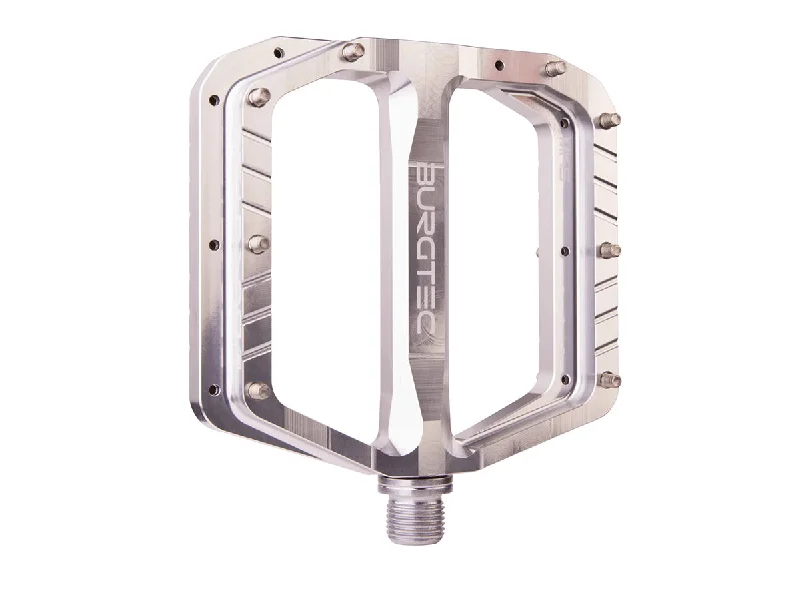 Firm chain guard-Burgtec Penthouse MK5 Flat Pedals - Rhodium Silver