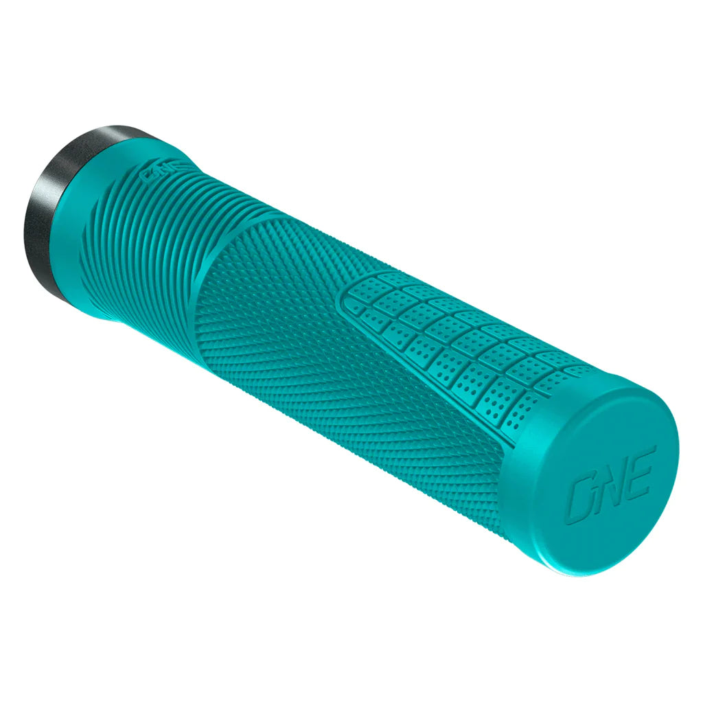 green ventilated bicycle grips-Soft elbow guards-OneUp Thin Lock-On MTB Grips - Turquoise