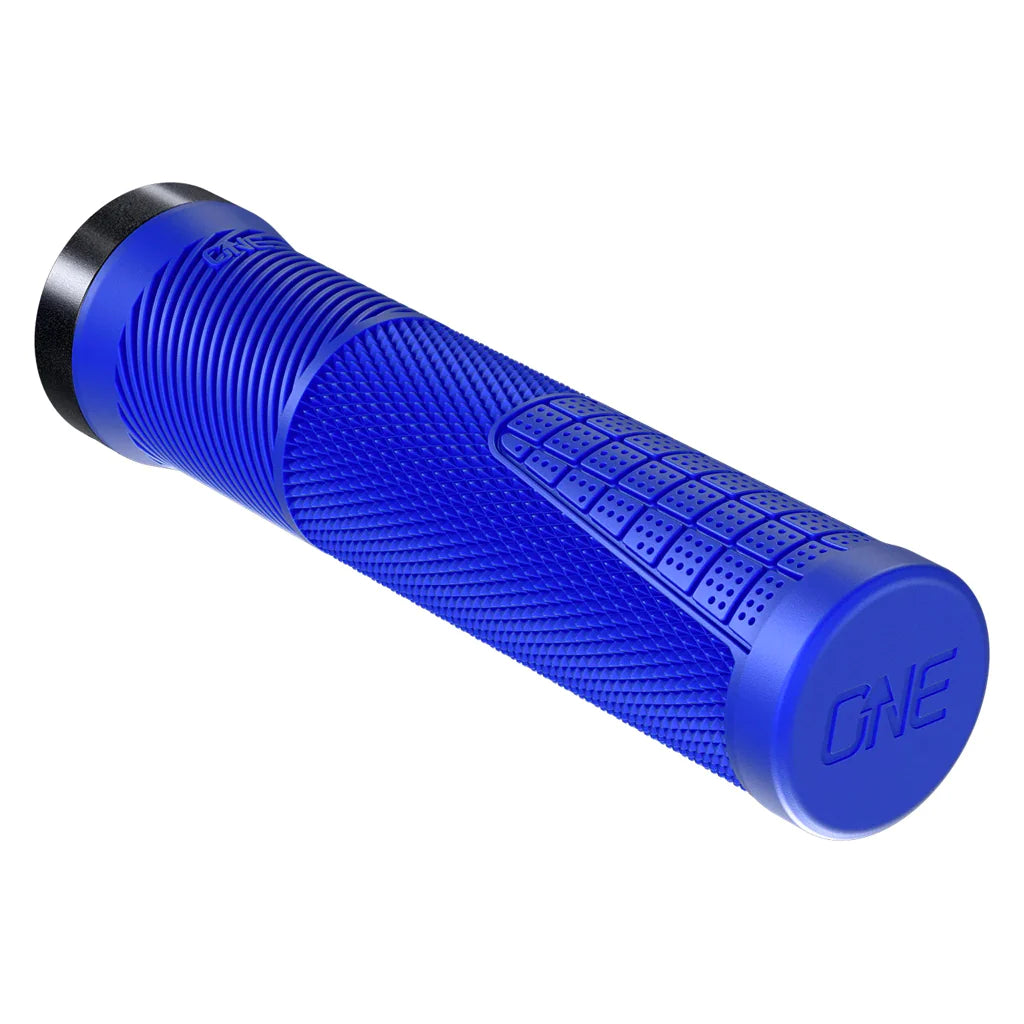 commuter wear-resistant grips-Lightweight chain guard-OneUp Thin Lock-On MTB Grips - Blue