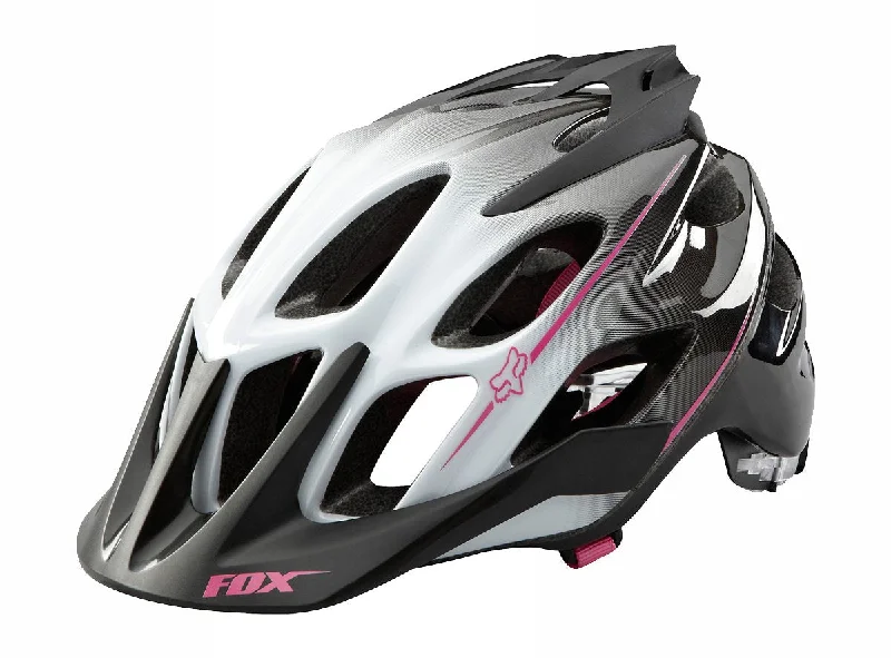 Textured trail gloves-Bicycle helmet curve thought-Fox Racing Flux MTB Helmet - Womens - White-Gray-Pink