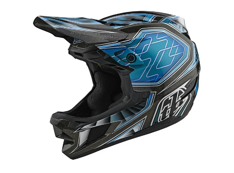 Firm chest pads-Bicycle helmet gaze lane-Troy Lee Designs D4 Composite MIPS Full Face Helmet - Low Rider - Teal - 2021