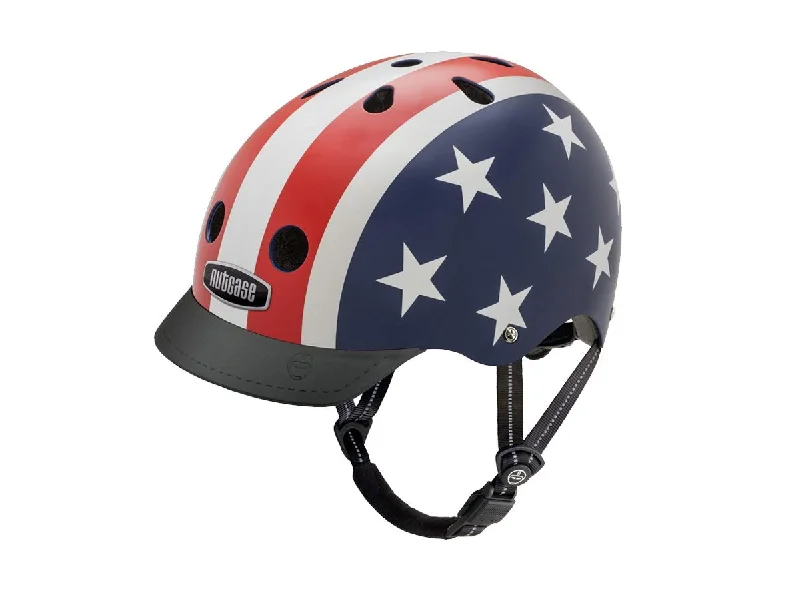 Thin trail shoe straps-Bicycle helmet dream path-Nutcase Stars & Stripes Street Urban Helmet - Red-White-Blue