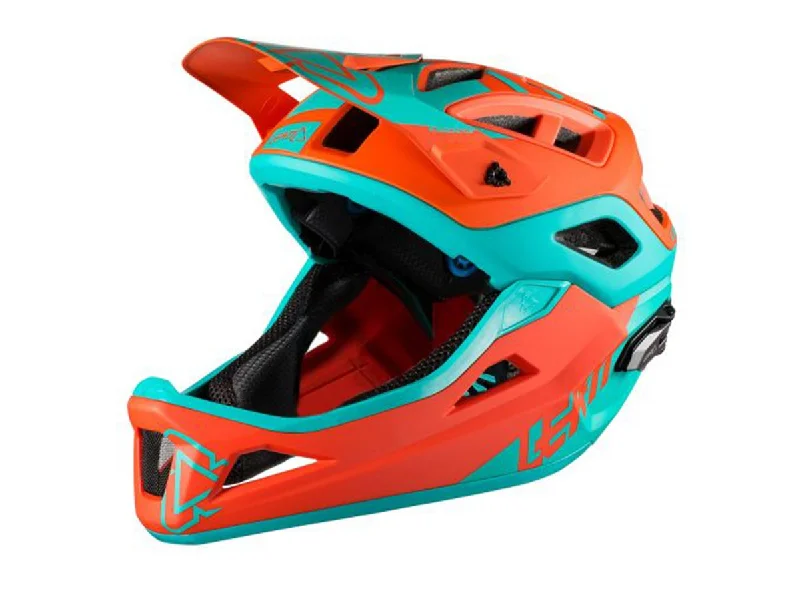 Quick-snap bike helmet-Bicycle helmet kit tie-Leatt DBX 3.0 Enduro Full Face Helmet - Orange-Teal