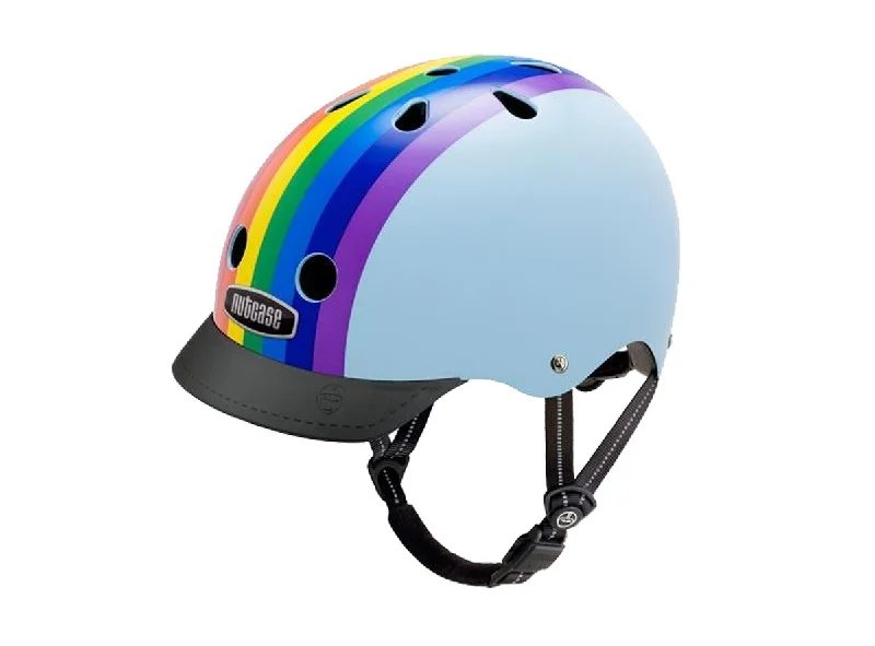 Firm gravel gloves-Bicycle helmet ridge lens-Nutcase Rainbow Sky Street Urban Helmet - Blue-Rainbow