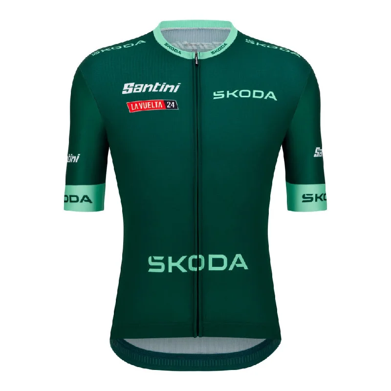 Firm phone holder-cycling clothing with broad holes-Maglia Santini Verde Vuelta Espana 2024