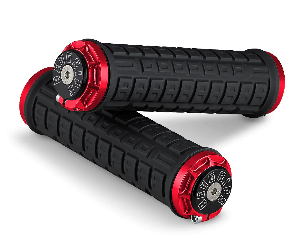 padded futuristic grips-Compact tire pump-RevGrips Pro Series Standard - Large - Black-Red