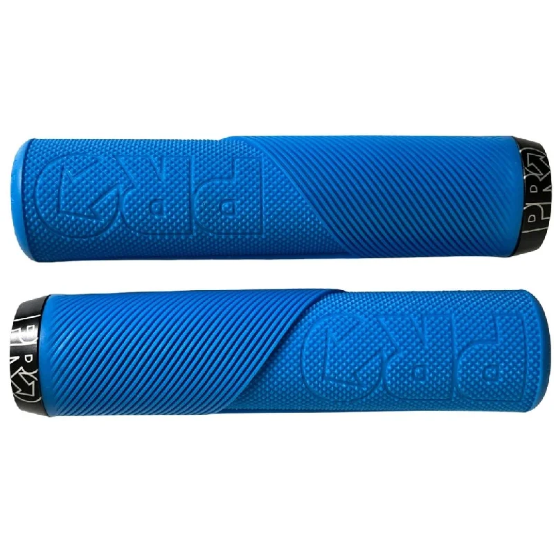 black embossed grips-Reflective trail visor-Pro Lock On Trail Grips - Blue