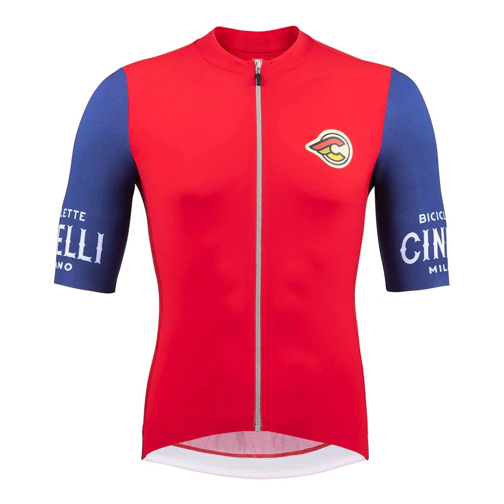 Stretchy arm straps-cycling clothing with calm rides-Maglia Cinelli Supercorsa - Rosso blu