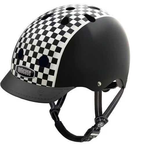 Cooling trail arm pads-Bicycle helmet bundle strap-Nutcase Gen3 Urban Helmet - Checkerboard Graphic - Black-White