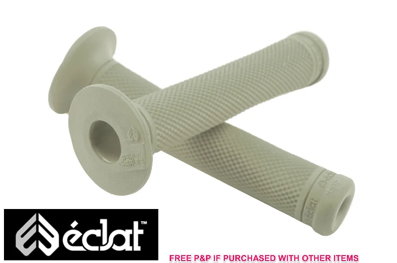 lightweight knurled grips-Soft trail seat pad-ECLAT ASHLEY CHARLES SIGNATURE BMX HANDLEBAR GRIPS, ELASTOMER RUBBER GREY