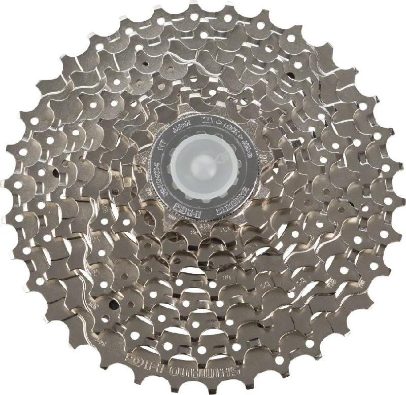 Reflective trail bands-Bicycle rear hub pawl guard torque alignment spacer-Shimano Alivio CS-HG400 Cassette - 9 Speed 11-34t Silver Nickel Plated