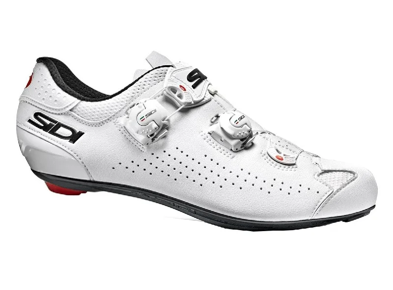 Slim trail shin pads-cycling clothing with breezy panels-Sidi Genius 10 Road Shoe - White-Black Liner