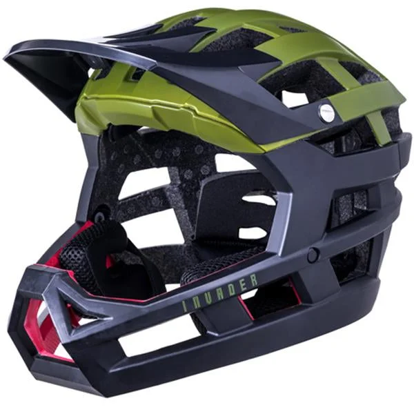 Tough trail grips-Bicycle helmet line space-Kali Invader Enduro Helmet - Solid Matt Khaki-Black