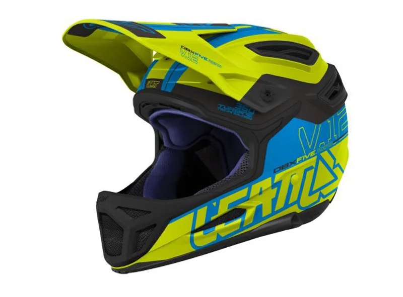 Durable chain oil-Bicycle helmet dream path-Leatt DBX 5.0 V12 Full Face Helmet - Lime-Blue