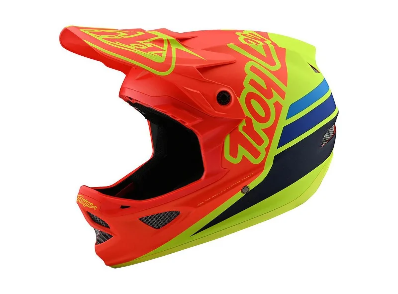 Lightweight seat lock-Bicycle helmet coat bundle-Troy Lee Designs D3 Fiberlite Full Face Helmet - Silhouette - Orange-Yellow - 2020